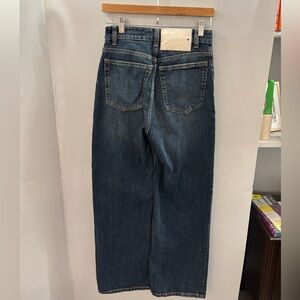 Zara Women's High Rise Straight-Leg Jeans - Dark Blue Denim